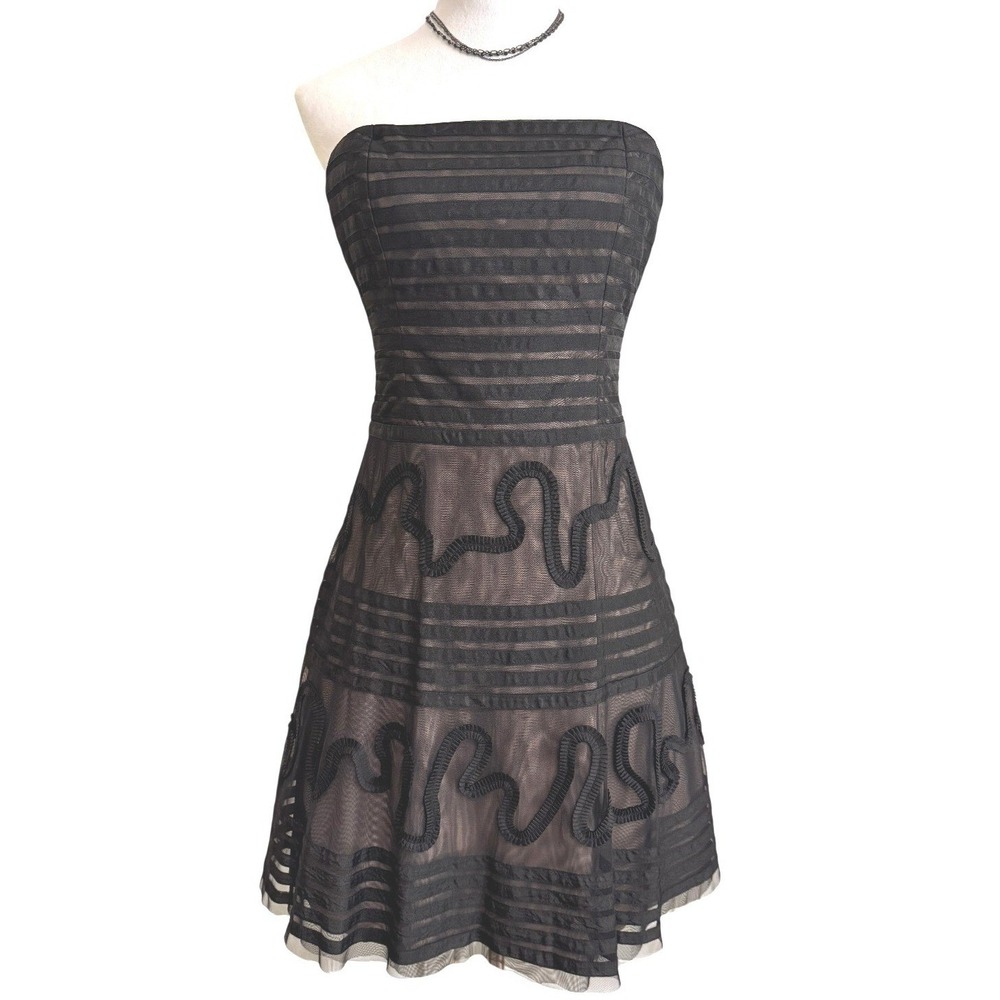 New BCBGMaxazria Strapless Y2K Tulle Mini Dress S Dark Fairy Wednesday Adams